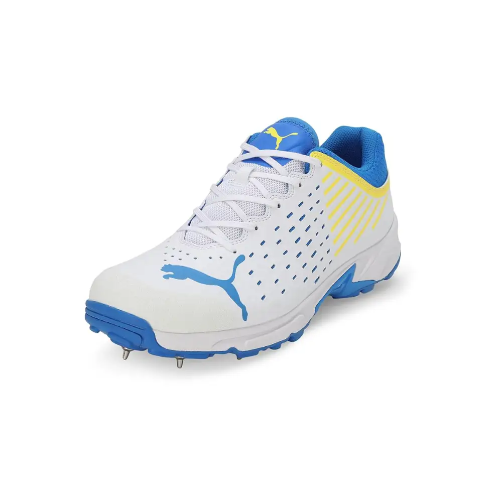 Puma Mens Spike 22.1 White-Ultra Blue-Yellow Blaze Cricket