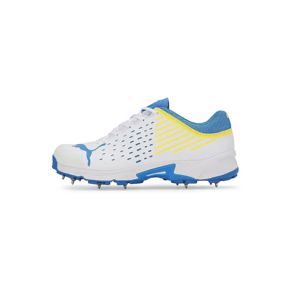 Puma Mens Spike 22.1 White-Ultra Blue-Yellow Blaze Cricket