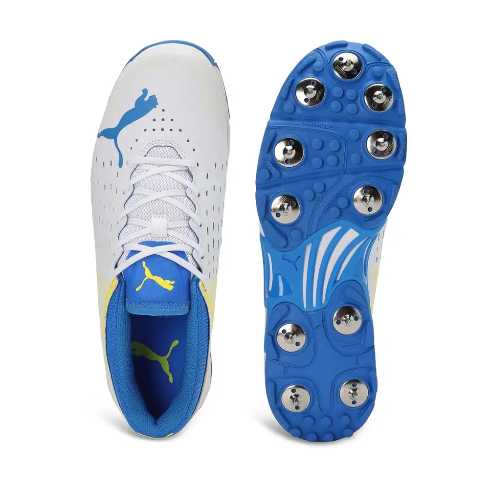 Puma Mens Spike 22.1 White-Ultra Blue-Yellow Blaze Cricket