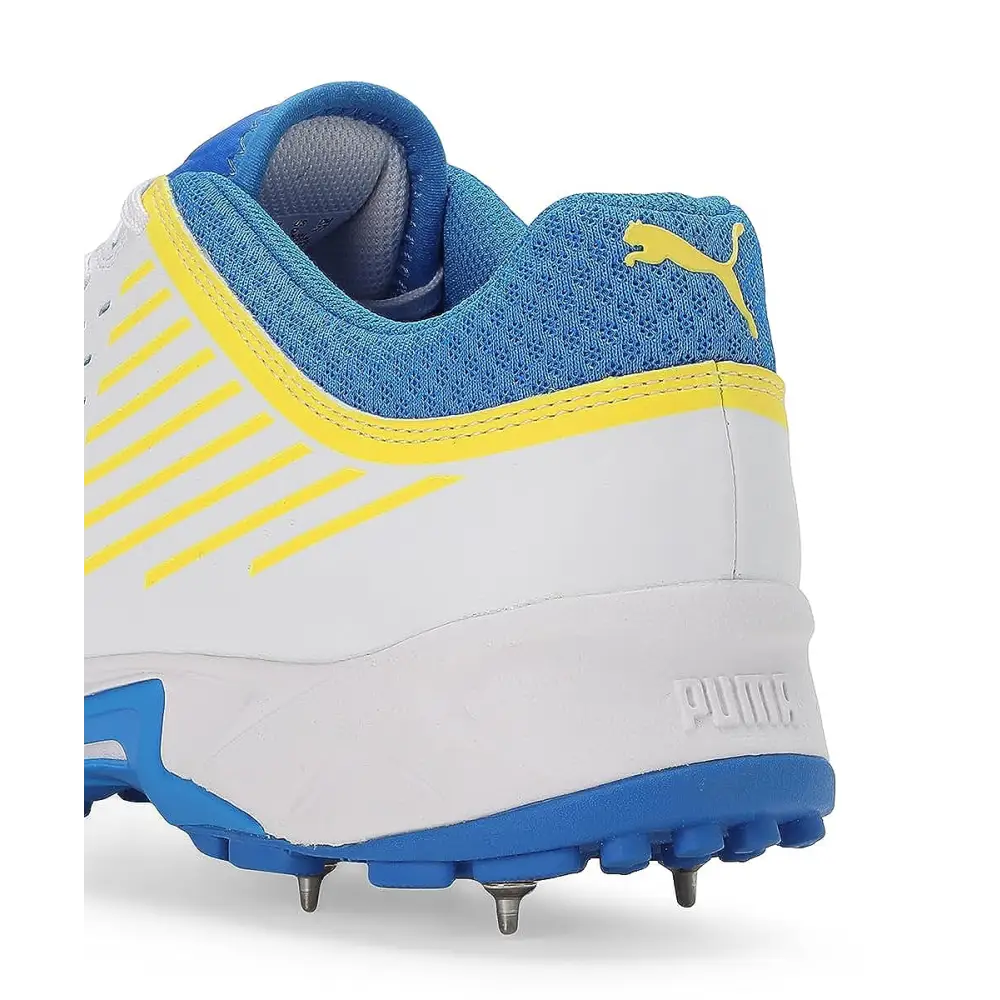 Puma Mens Spike 22.1 White-Ultra Blue-Yellow Blaze Cricket