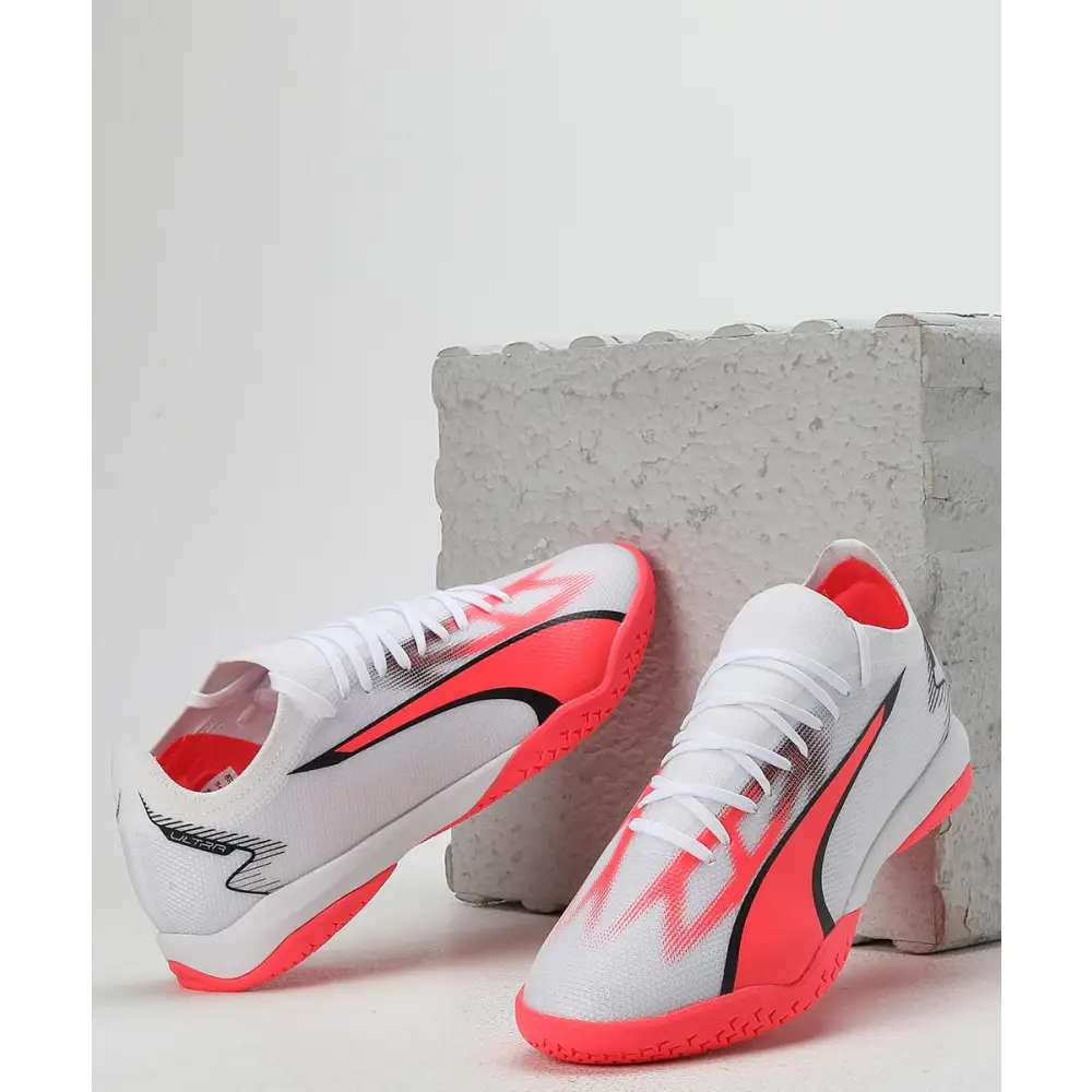 Puma Mens Ultra Match IT White-Black-Fire Orchid Football