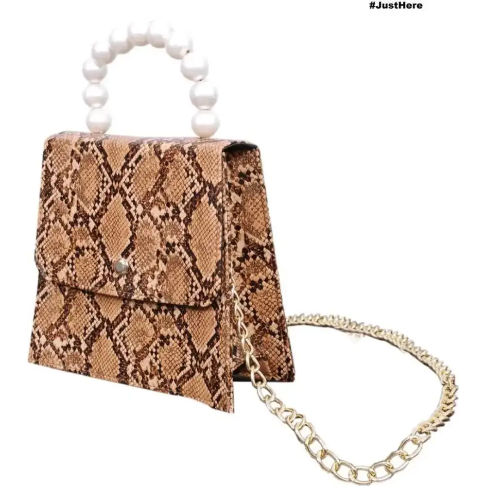 Python Skin Handbag For Girl's & Women (Brown)