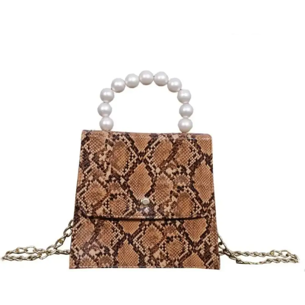 Python Skin Handbag For Girl's & Women (Brown)