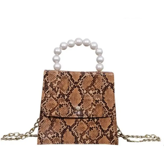 Python Skin Handbag For Girl's & Women (Brown)