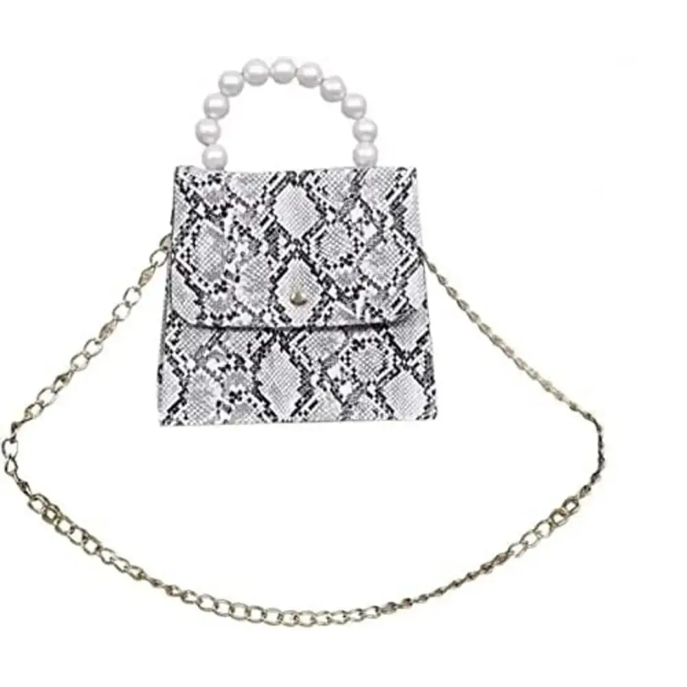 Python Skin Handbag For Girl's & Women (White)