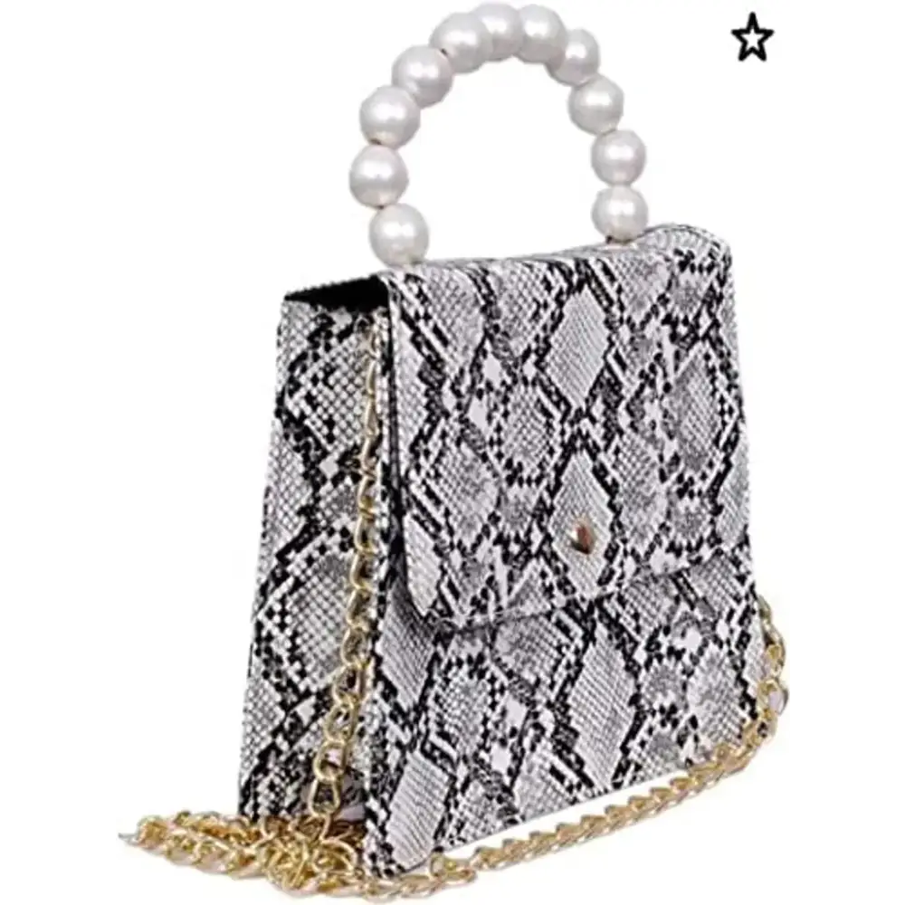 Python Skin Handbag For Girl's & Women (White)