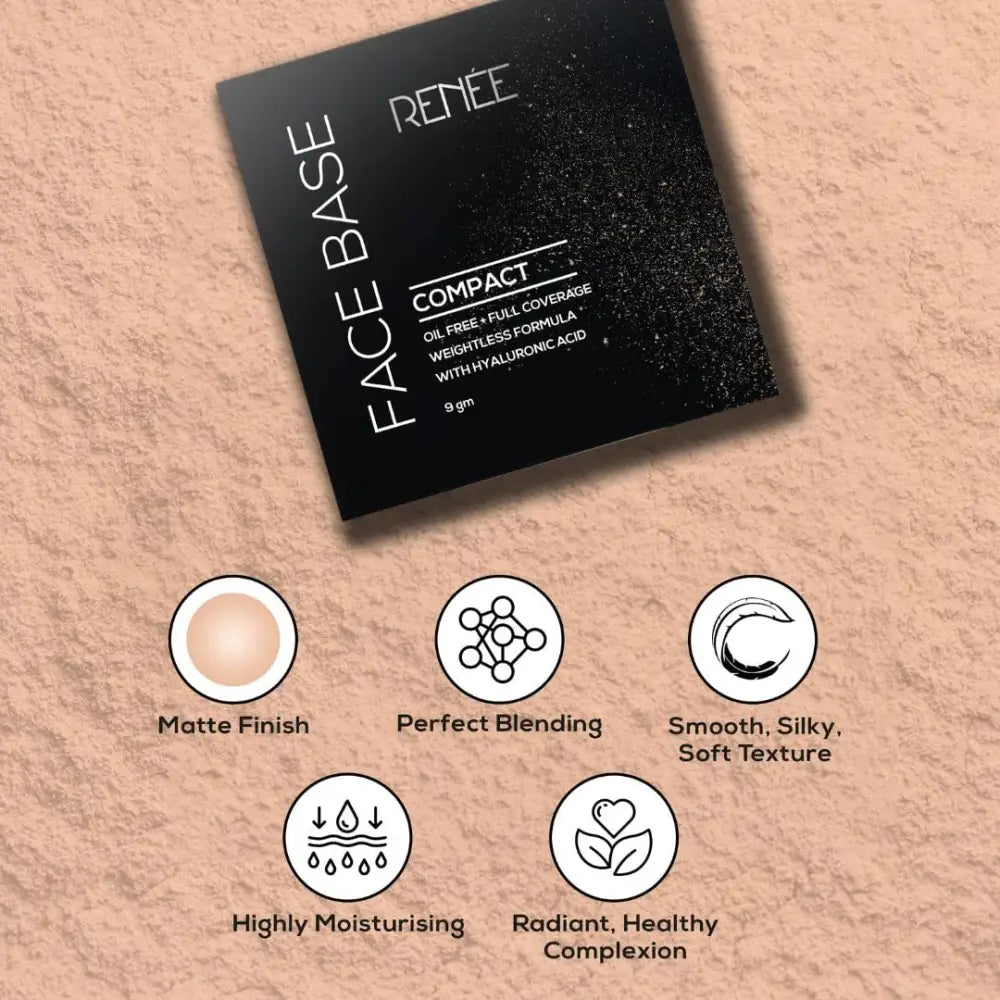 RENEE Face Base Compact Powder Cashew Beige 9gm Enriched