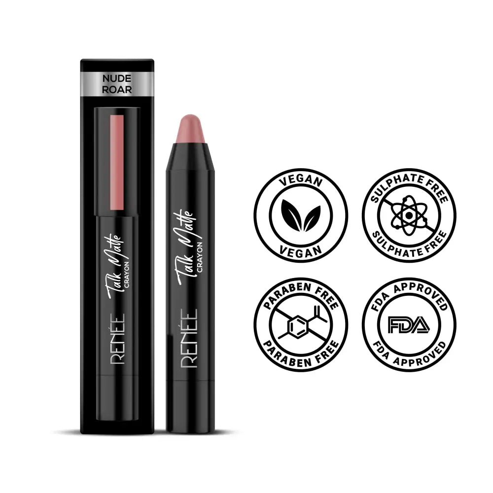 RENEE Talk Matte Crayon Lipstick Nude Roar 4.5g | Hydrating