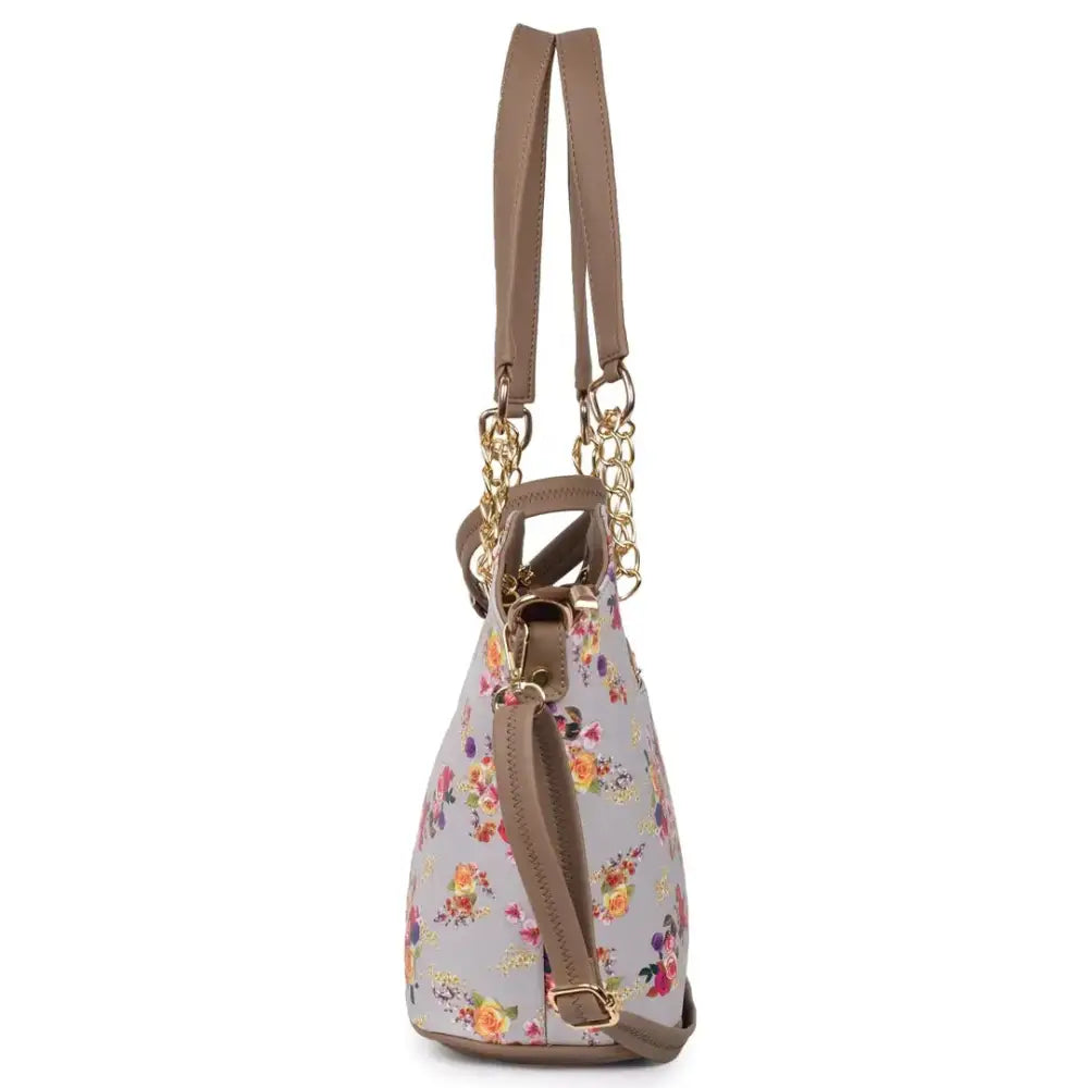 ROMOFY Casual Printed Synthetic Leather Fashionable Crossbody/Shoulder Daytrip Handbag For Women Beige