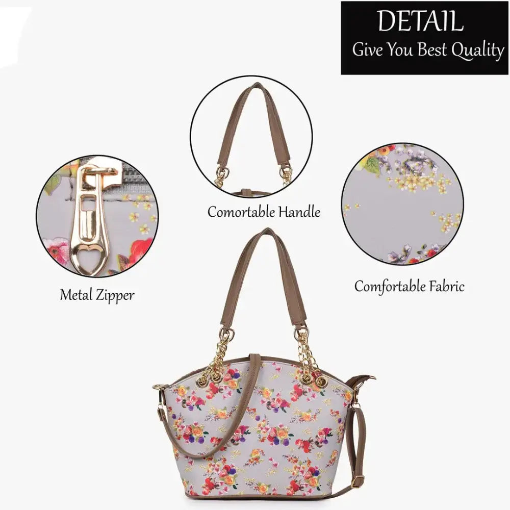 ROMOFY Casual Printed Synthetic Leather Fashionable Crossbody/Shoulder Daytrip Handbag For Women Beige