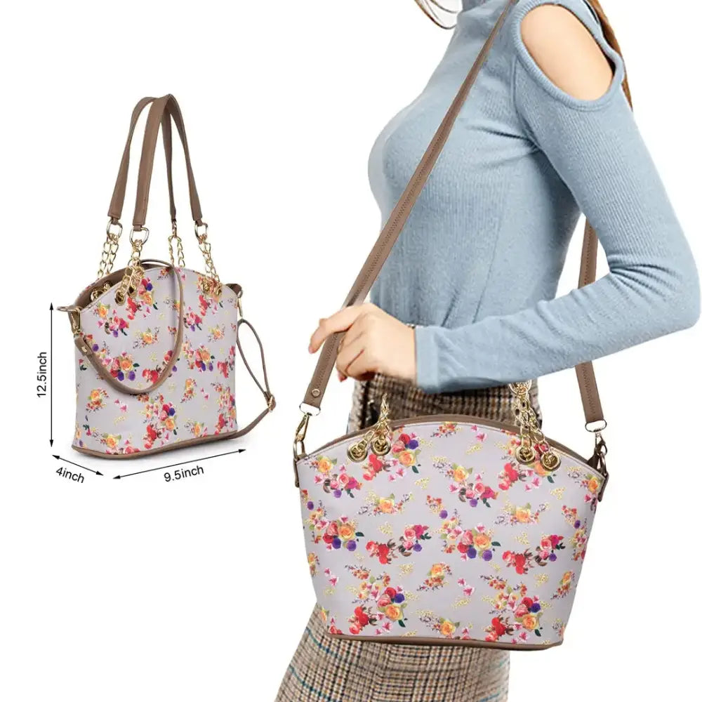 ROMOFY Casual Printed Synthetic Leather Fashionable Crossbody/Shoulder Daytrip Handbag For Women Beige