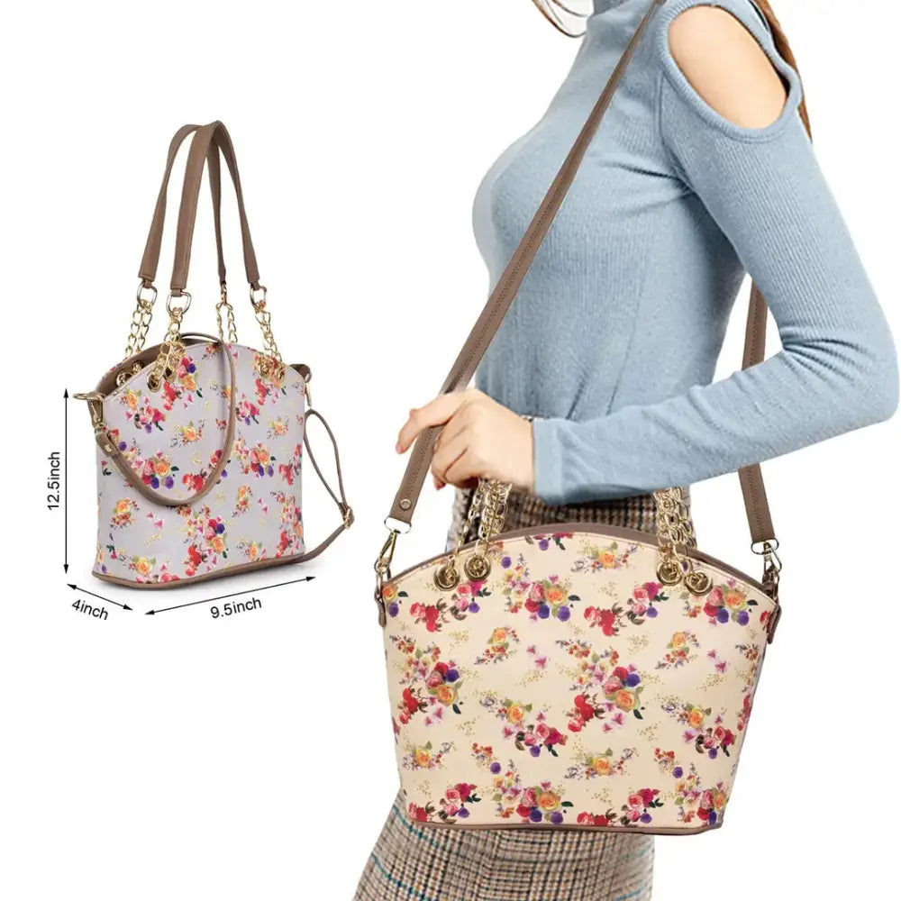 ROMOFY Casual Printed Synthetic Leather Fashionable Crossbody/Shoulder Daytrip Handbag For Women Grey