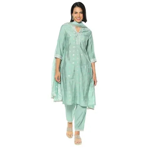 Rangriti Women's Viscose Blend Kurtas Set (SHMRYJMDNI19533AW24JADEGRN_Jade Green SaumyasStore