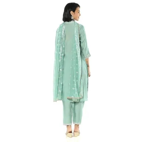 Rangriti Women's Viscose Blend Kurtas Set (SHMRYJMDNI19533AW24JADEGRN_Jade Green SaumyasStore