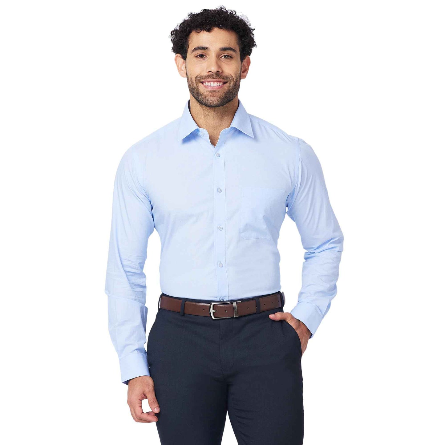 Raymond Men's Slim Fit Pure Cotton Structure Pattern Semi Cutaway