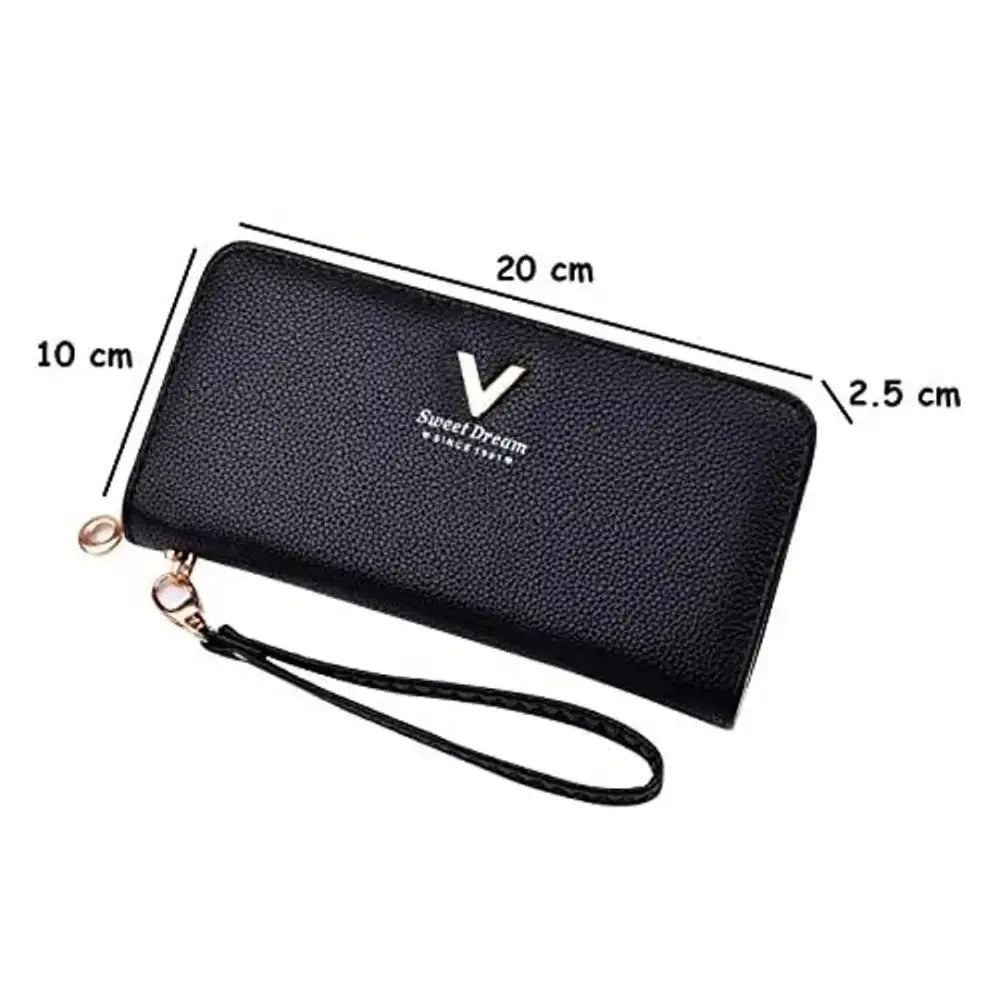 SYGA Black_PU Leather_ Wrist Clutch Cell Phone Clutch Bags Portable Organizer Purse Cash Key Card Phone Purse for Women_Black