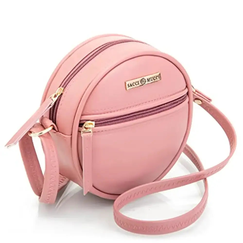 Sacci Mucci sling bag for women or Women's round sling bag (Blush)