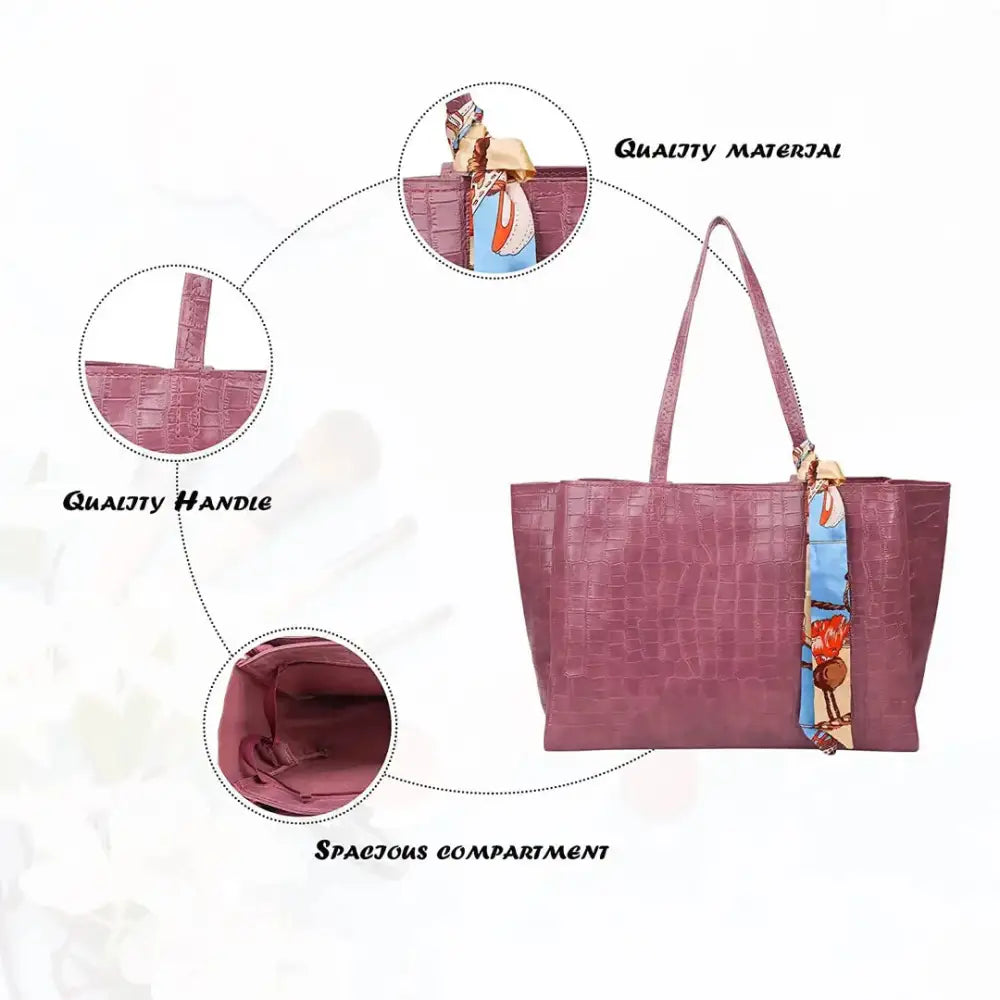 Sanverse Classic Stylish Tote Bags for Working Ladies Women  Girls Formal Handbag (Pink)