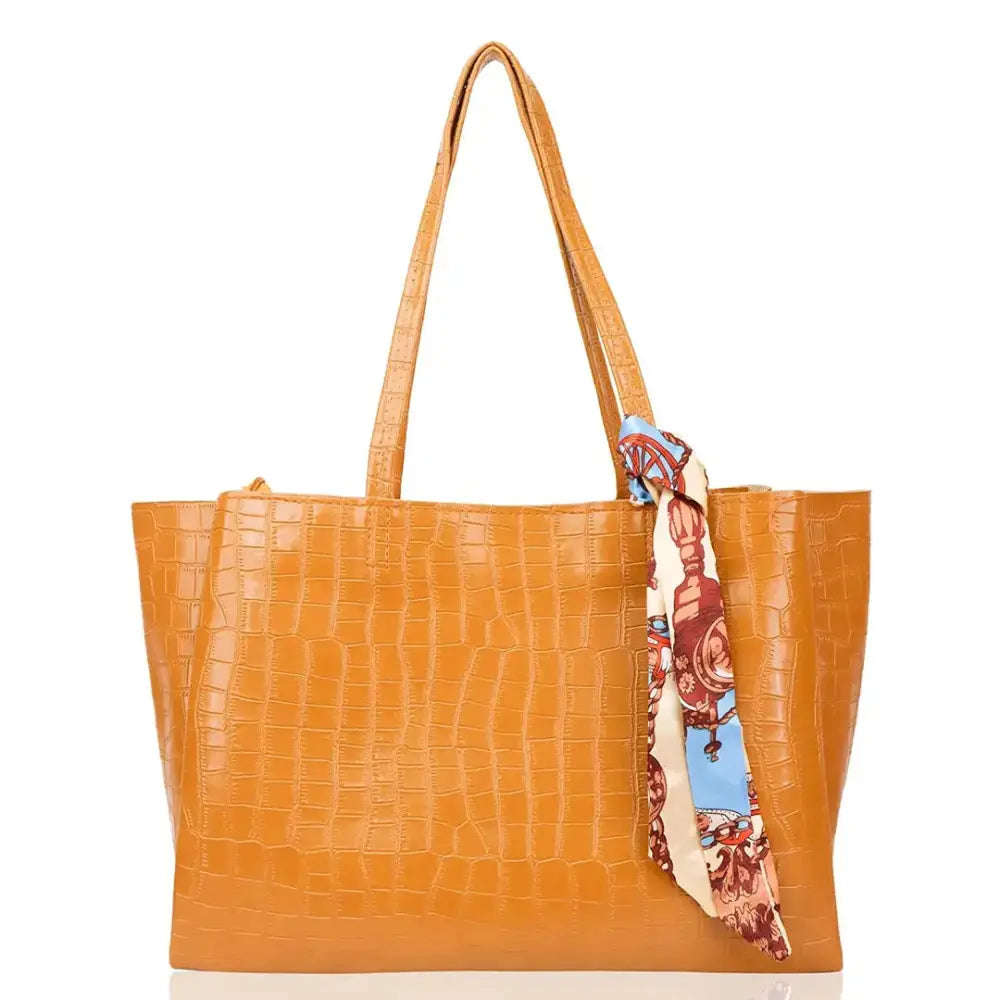 Sanverse Classic Stylish Tote Bags for Working Ladies Women  Girls Formal Handbag (Yellow)