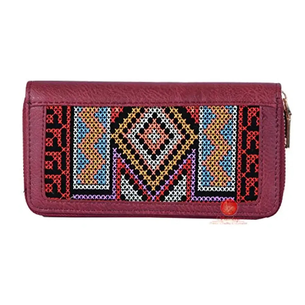 Saudeep India Hand Made Embroided Ikat Traditional Clutch Wallet Bag For Women (Pink)
