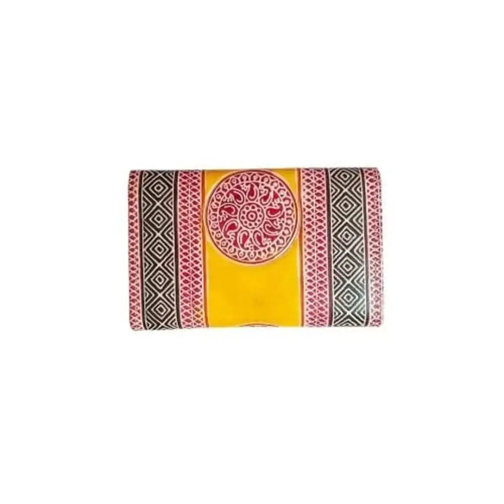 SilkyKraftz Handcrafted Genuine Shantiniketan Leather Clutch Bag Purse for Girls and Women