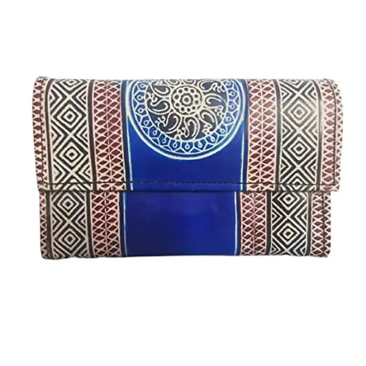 SilkyKraftz Handcrafted Genuine Shantiniketan Leather Clutch Bag Purse for Girls and Women