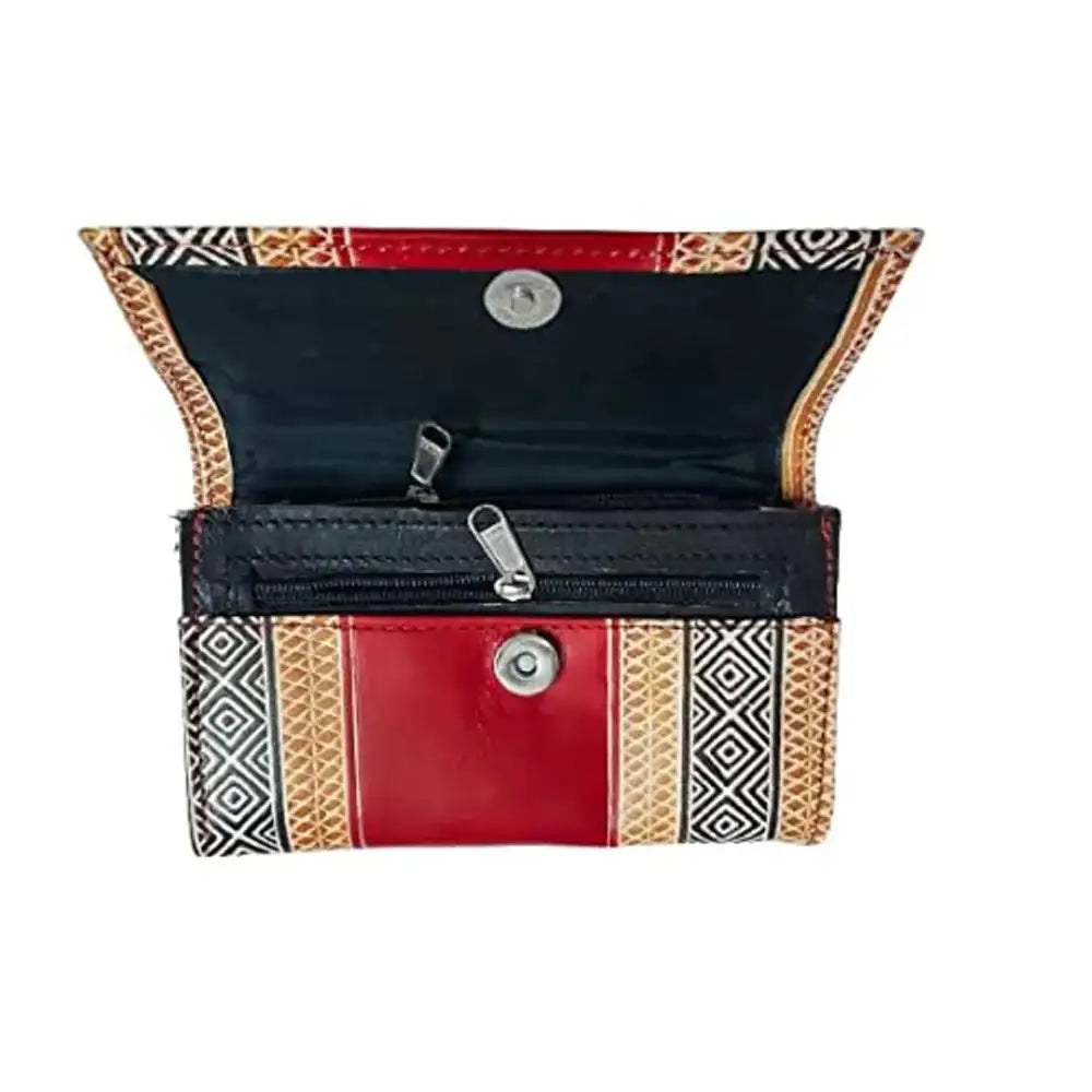 SilkyKraftz Handcrafted Genuine Shantiniketan Leather Clutch Bag Purse for Girls and Women