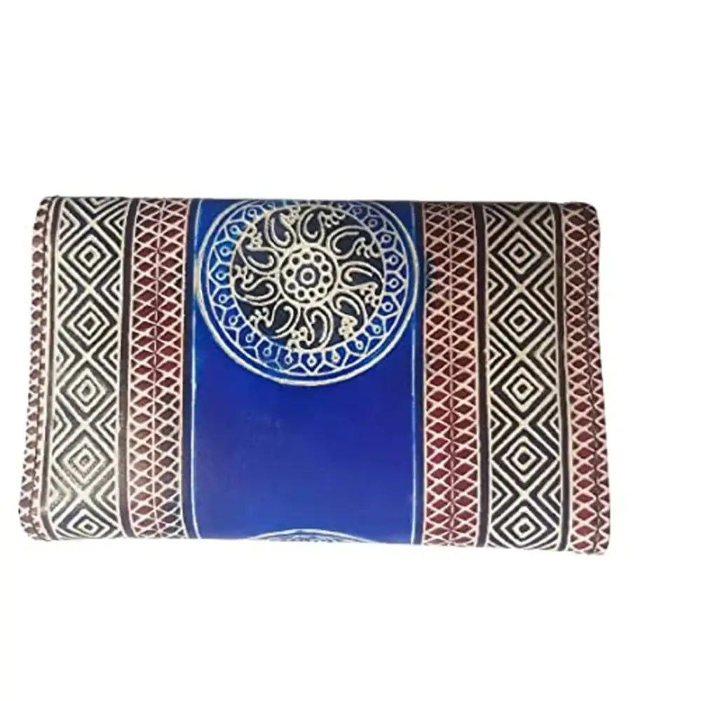 SilkyKraftz Handcrafted Genuine Shantiniketan Leather Clutch Bag Purse for Girls and Women