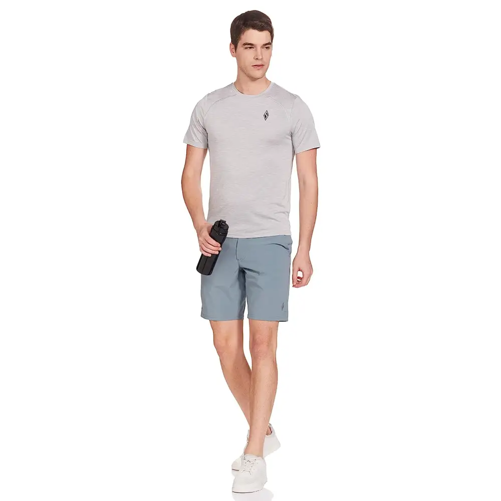 Skechers Men’s Solid Regular T-Shirt (Gray) - T-Shirts