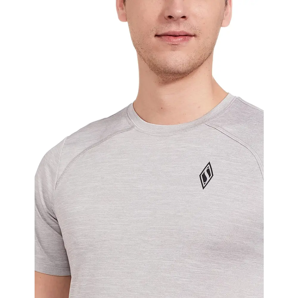 Skechers Men’s Solid Regular T-Shirt (Gray) - T-Shirts