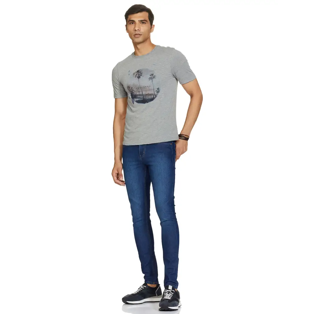 Skechers Men’s Solid Regular T-Shirt (Light Gray) - T-Shirts