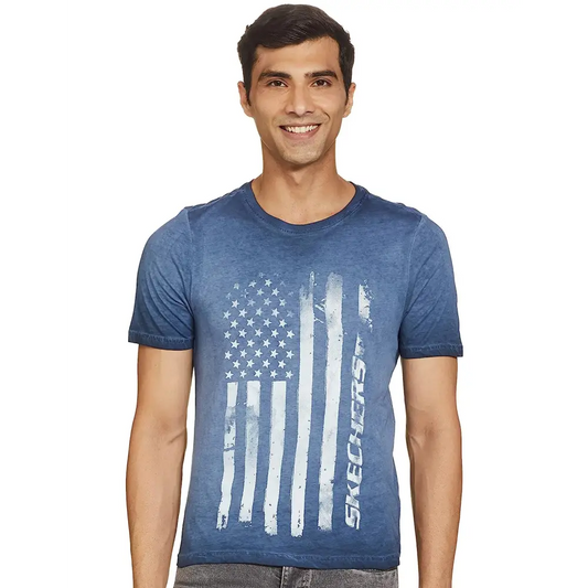 Skechers Men’s Solid Regular T-Shirt (Navy) - T-Shirts