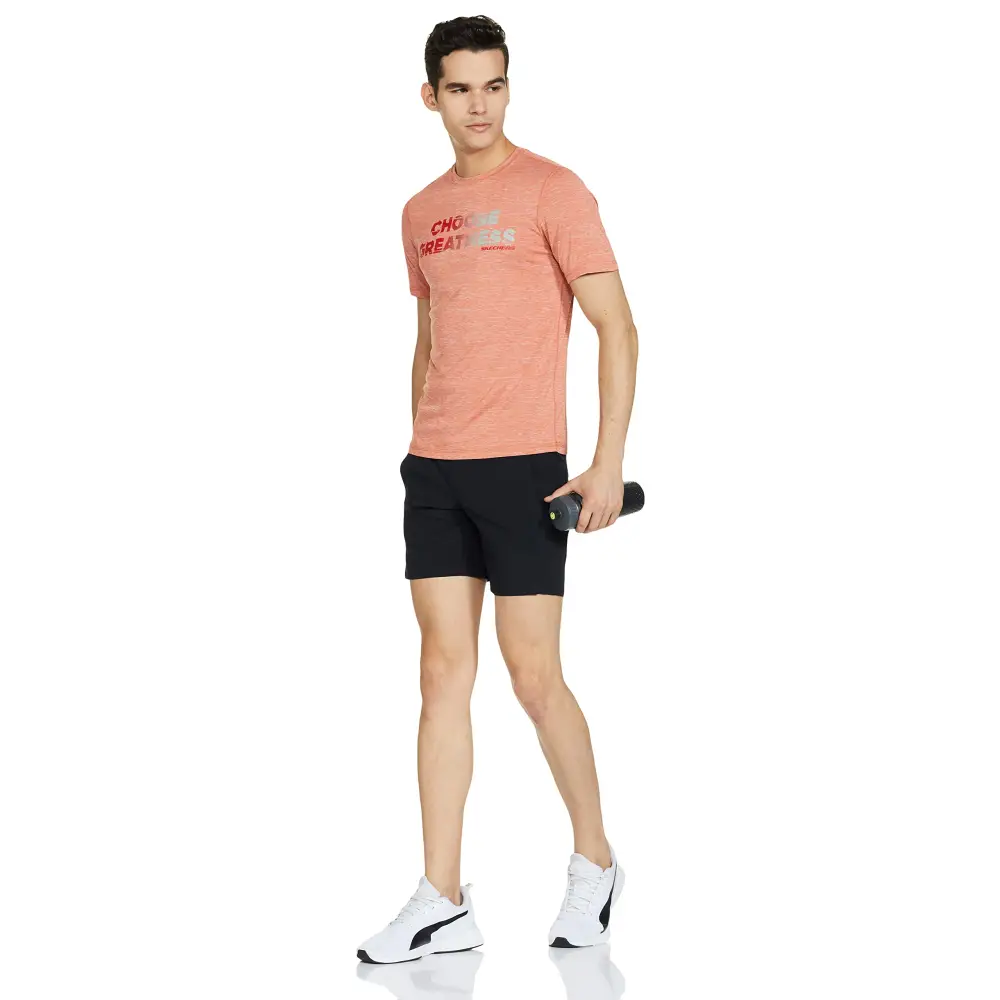 Skechers Men’s Solid Regular T-Shirt (Orange) - T-Shirts