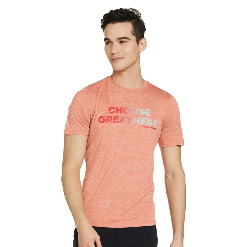 Skechers Men’s Solid Regular T-Shirt (Orange) - T-Shirts