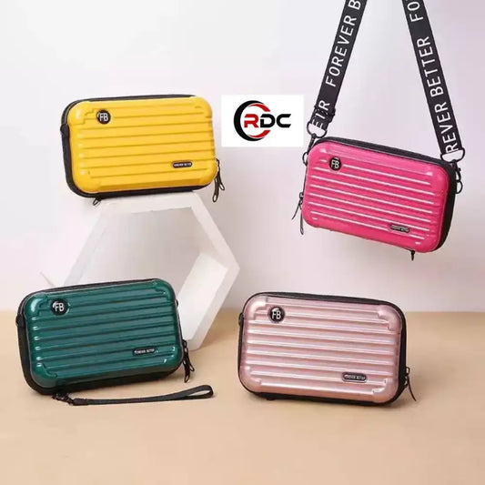 Sling Box Bag with Detachable Shoulder Strap | Suitcase Style Hard Case Cross Body Sling Bag for Girls, Women (Multicolor)