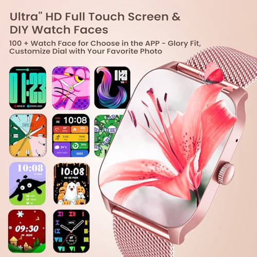 Smart Watches for Women Android iOS Phones: Pink Smartwatch for Women 1.83" Touchscreen with Answer/Make Call Waterproof Heart Rate Blood Pressure Sleep Sport Alarm Pedometer Calorie Fitness Tracker SaumyasStore