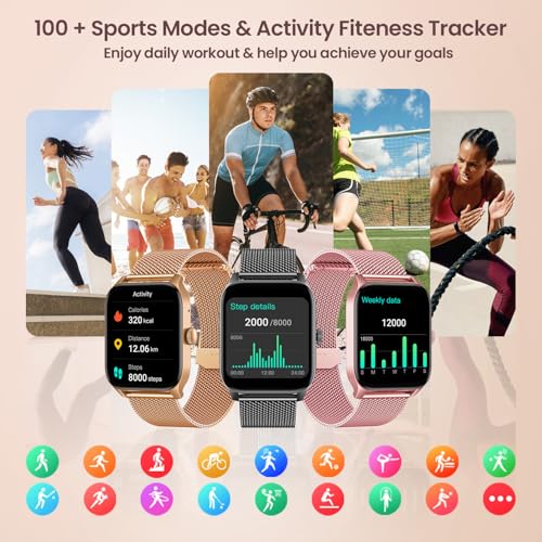 Smart Watches for Women Android iOS Phones: Pink Smartwatch for Women 1.83" Touchscreen with Answer/Make Call Waterproof Heart Rate Blood Pressure Sleep Sport Alarm Pedometer Calorie Fitness Tracker SaumyasStore