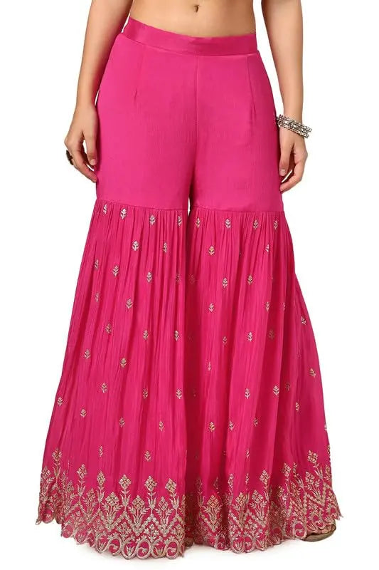 Soch Womens Pink Chinon Blend Embroidered Suit Set With Sequence Work SaumyasStore