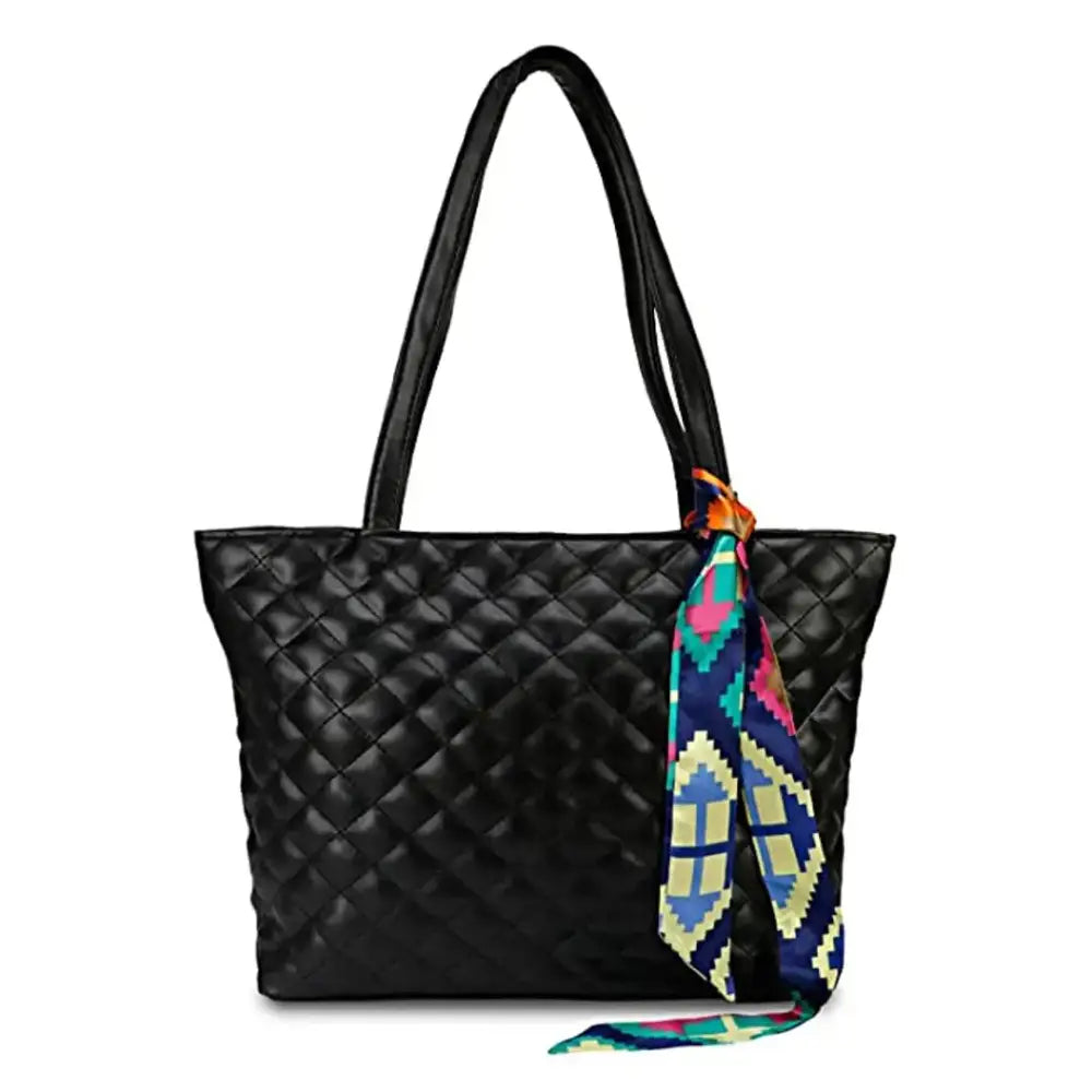 Stylish Black PU Colourblocked Handbags For Women