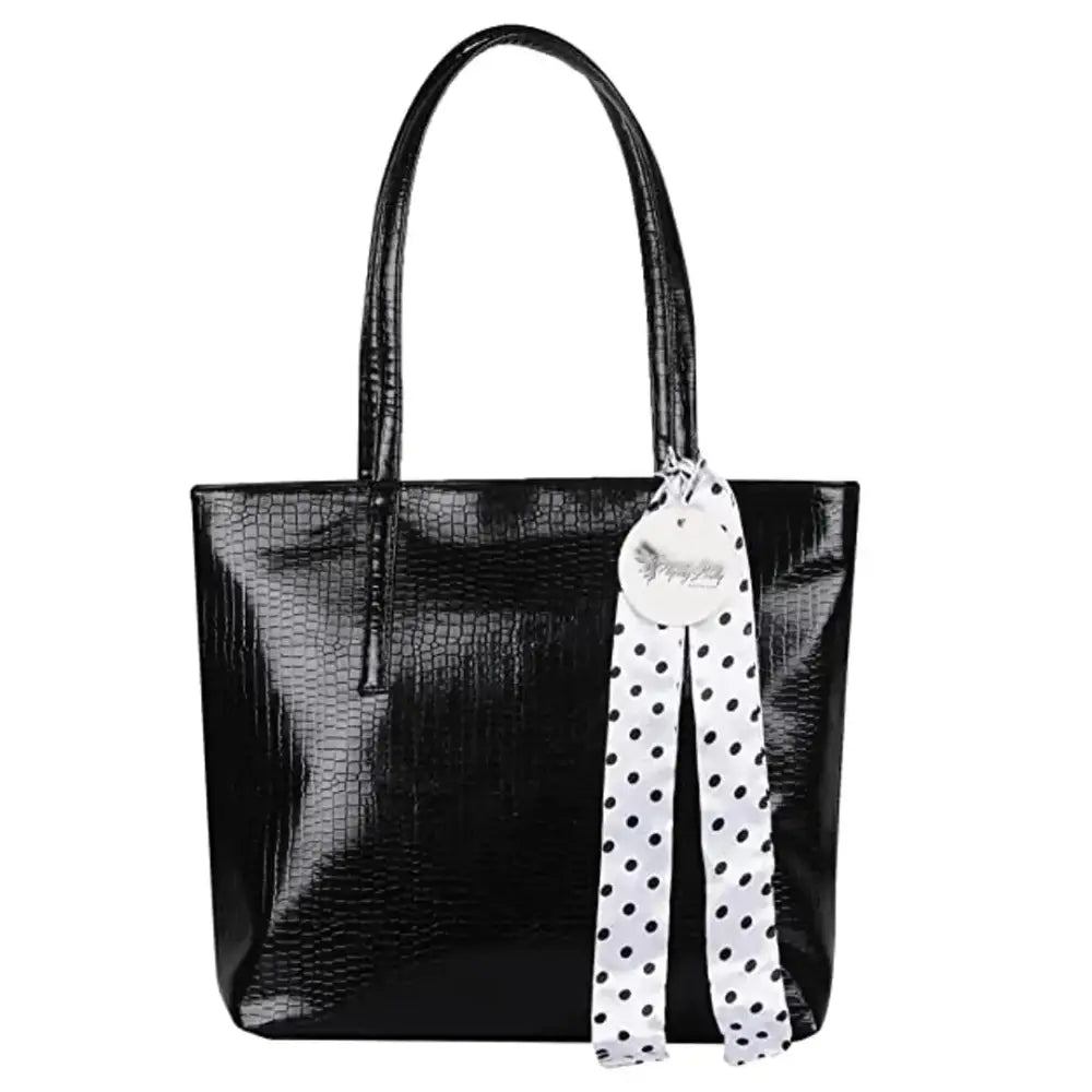 Stylish Black PU Colourblocked Handbags For Women