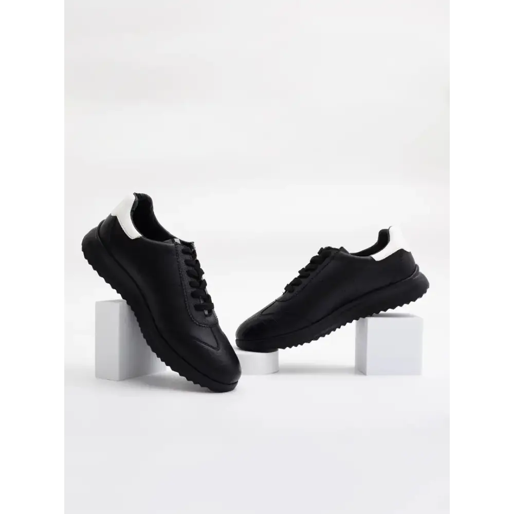 Stylish Black Synthetic Solid Sneakers For Men