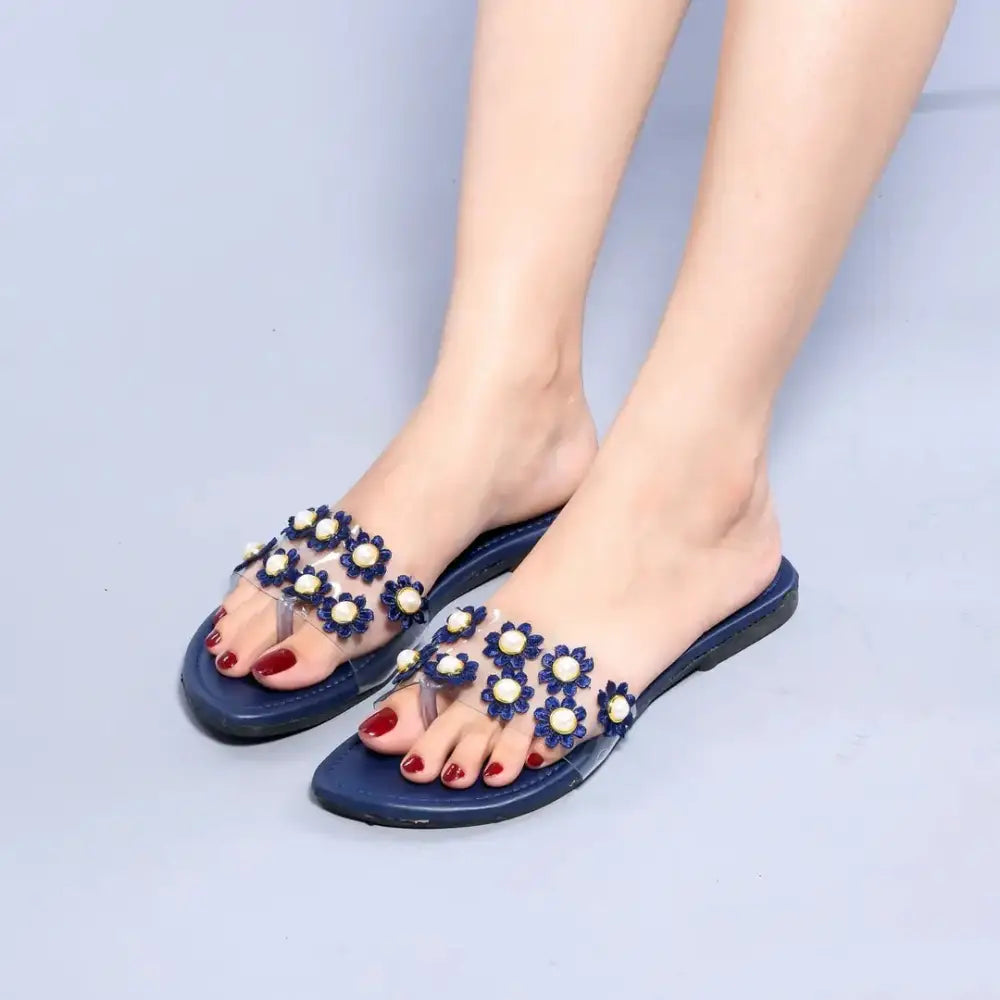 Stylish Blue Synthetic Leather Flats For Women