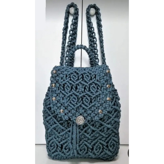 Stylish Blue Wool Handbag For Women