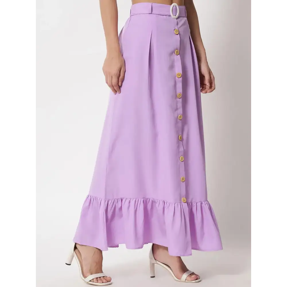 Stylish Crepe Purple Full Length Solid A-line Skirt For Women