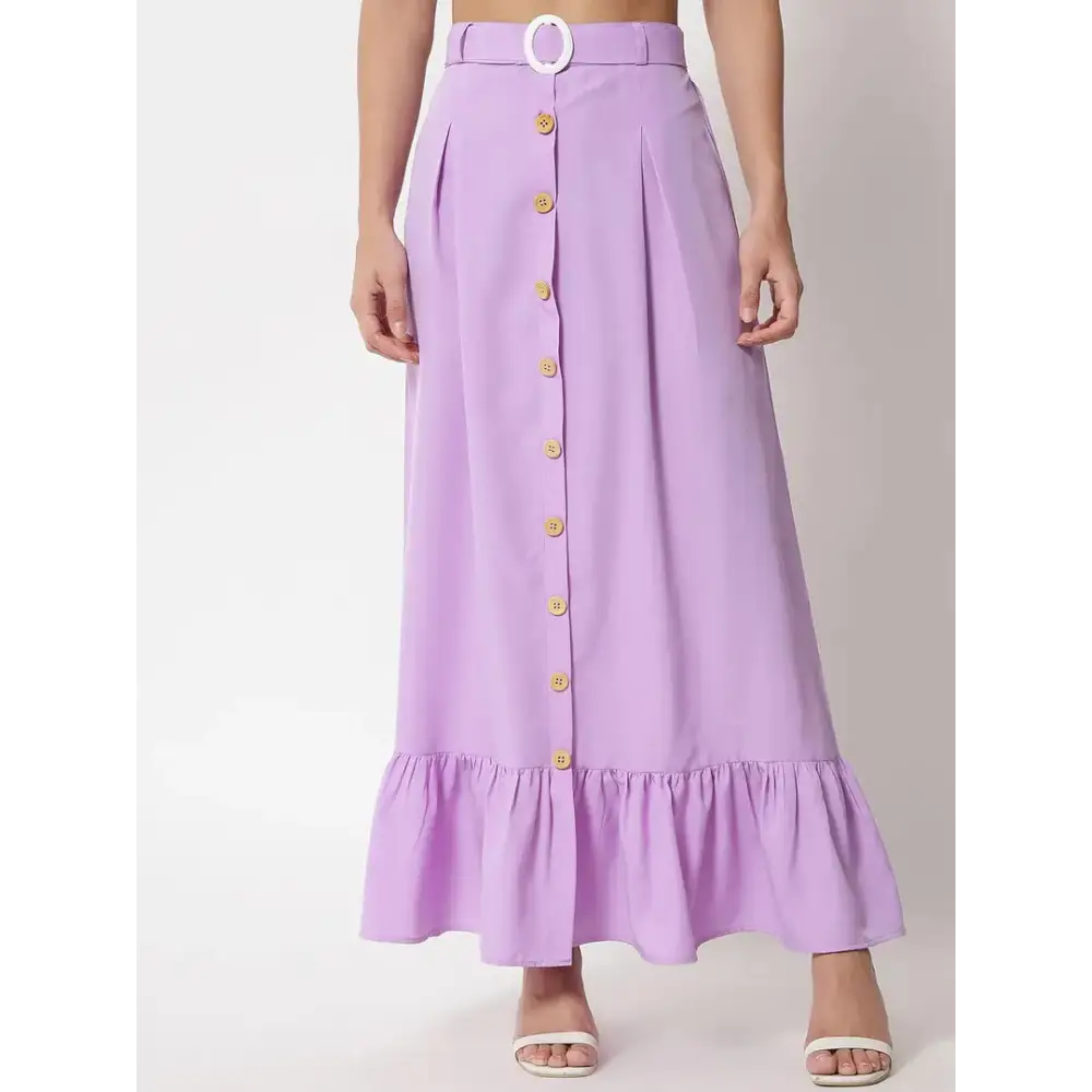 Stylish Crepe Purple Full Length Solid A-line Skirt For Women