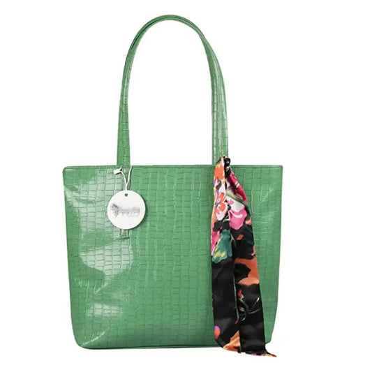 Stylish Green PU Colourblocked Handbags For Women