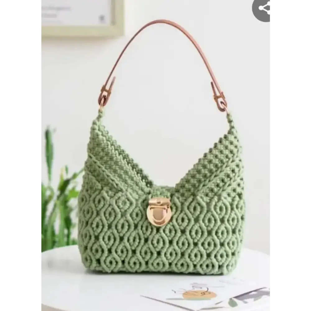 Stylish Green Wool Handbag For Women