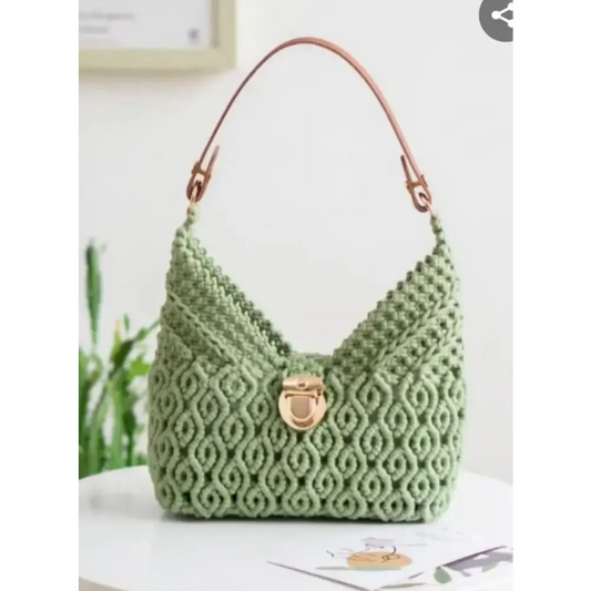 Stylish Green Wool Handbag For Women