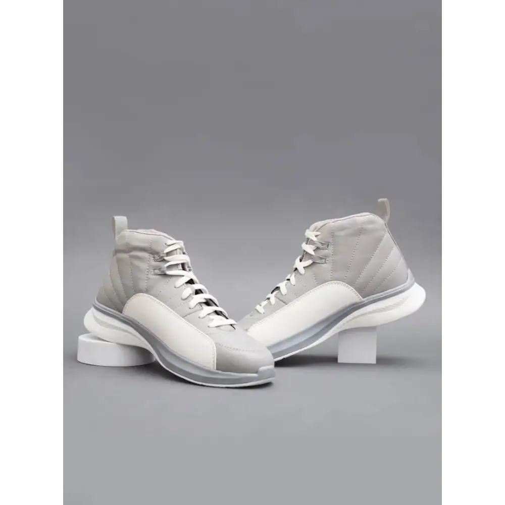 Stylish Grey Synthetic Solid Sneakers For Men