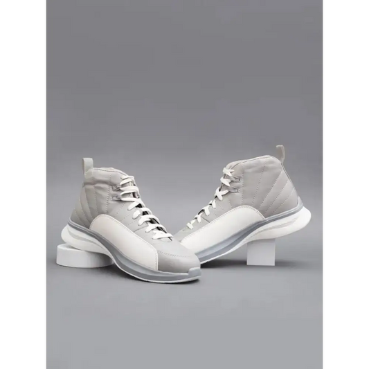 Stylish Grey Synthetic Solid Sneakers For Men